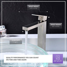 Load image into Gallery viewer, Modern Tempered Glass Vessel Square Sink with Single Hole in Blazing Blue and Single Handle Enti Bathroom Sink Faucet in Polished Chrome | Viace LSAZ056-096 by ANZZI