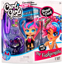 Load image into Gallery viewer, Basic Fun CurliGirls Adeli, The Jetsetter &amp; Fiji, her Dog - Deluxe Hairstyling Doll with MagiCurl Hair - Style Again and Again - Ages 3+