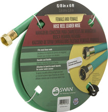 Load image into Gallery viewer, Swan Produtcs CSNLHFF5806CC Hose Reel Leader Hose with Female Connections 6' x 5/8", Green
