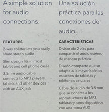 Load image into Gallery viewer, Insignia 3.5mm 2-way Stereo Splitter Cable Black NS-M35SPT