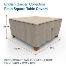Load image into Gallery viewer, Budge P5A25PM1 English Garden Square Patio Table Cover, Large, Tan Tweed