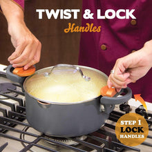 Load image into Gallery viewer, Gotham Steel Ocean Blue 5 Quart Multipurpose Pasta Pot with Strainer Lid &amp; Twist &amp; Lock Handles, Nonstick Ceramic Surface for Effortless Cleanup with Glass Lid, Dishwasher Safe, PFOA Free