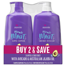 Load image into Gallery viewer, Aussie Miracle Moist Shampoo &amp; Aussie Miracle Moist Conditioner, 2-pack, 26.2 Fl. Oz ea.