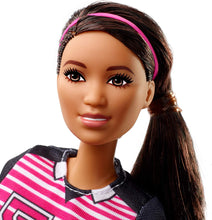 Load image into Gallery viewer, Barbie Athlete Doll, Brunette, Wearing Uniform and Socks with Soccer Ball