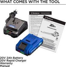 Load image into Gallery viewer, Westinghouse Outdoor Power Equipment Cordless Leaf Blower, 2.0 Ah Battery and Rapid Charger Included