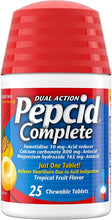 Load image into Gallery viewer, Pepcid Complete Acid Reducer + Antacid Chewable Tablets, Tropical Fruit, 25 ct