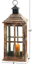 Load image into Gallery viewer, Deco 79 Wood Candle Lantern, 23 by 9-Inch