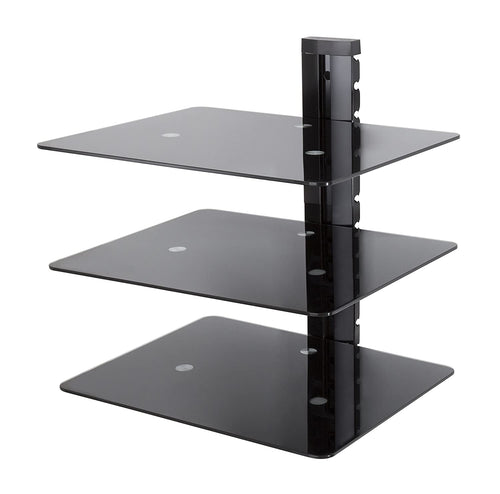AVF AS300-A Wall Mounted AV Component Shelving System - 3 Shelves, Black