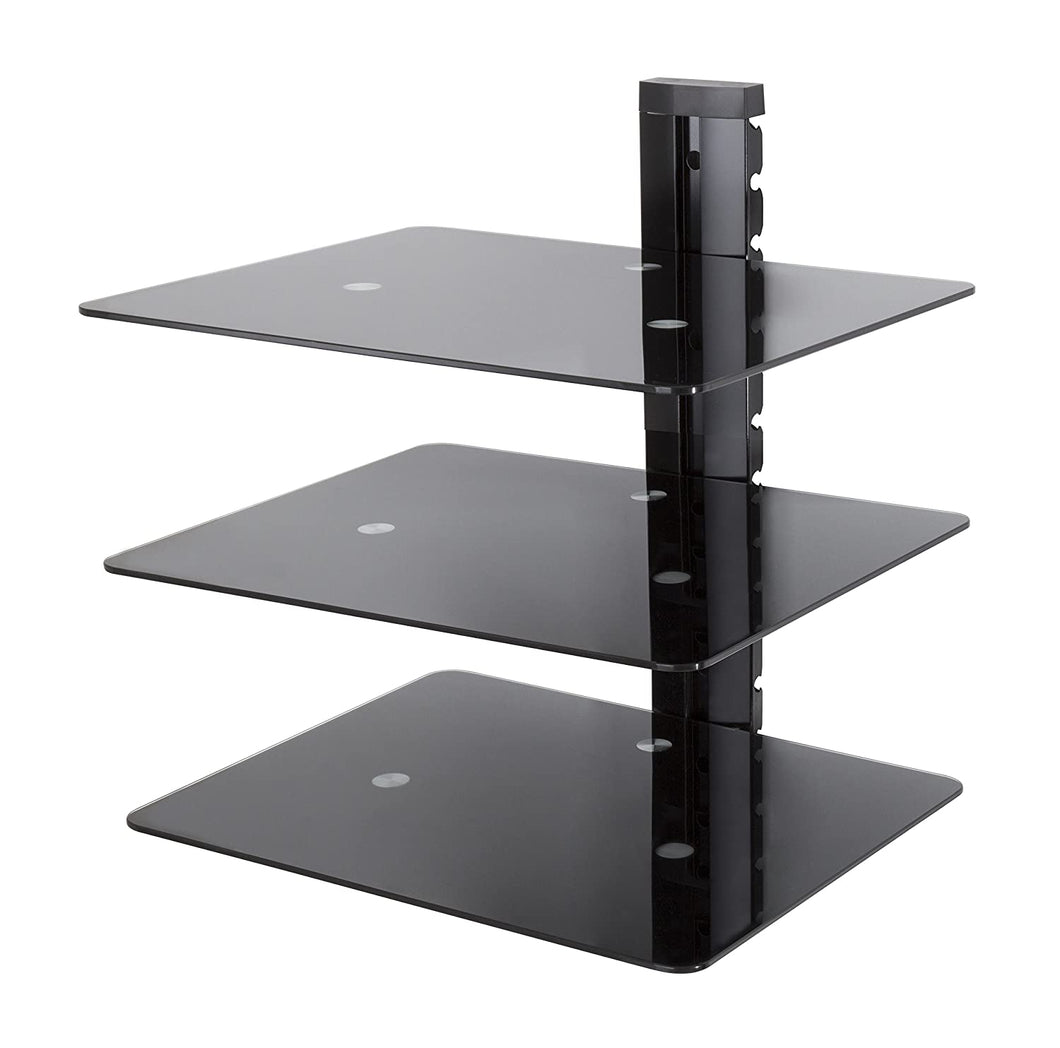 AVF AS300-A Wall Mounted AV Component Shelving System - 3 Shelves, Black
