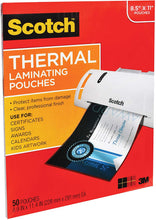 Load image into Gallery viewer, Scotch Thermal Laminating Pouches, 8.9 x 11.4-Inches, 3 mil Thick, 50-Pack (TP3854-50),Clear
