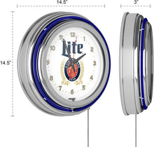 Load image into Gallery viewer, Trademark Gameroom Miller Lite Chrome Double Rung Neon Clock - Retro Design