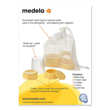 Load image into Gallery viewer, Medela Spare Parts for Breast Milk Bottles, Extra Caps, Lids, Collars, and Discs, Includes Convenient Mesh Bag for Easy Washing, Bottle Spare Parts Made Without BPA