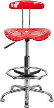 Load image into Gallery viewer, Flash Furniture Vibrant Red and Chrome Drafting Stool with Tractor Seat