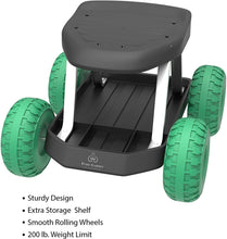 Load image into Gallery viewer, Pure Garden 82-VY021 Garden Cart Rolling Scooter with Seat and Tool Tray for We, 17.5x19, Green/Black