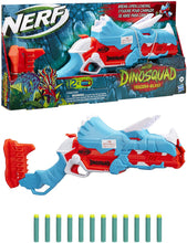 Load image into Gallery viewer, NERF DinoSquad Tricera-Blast Dart Blaster, Break-Open 3-Dart Loading, 12 Official Darts, Dart Storage, Triceratops Dinosaur Design