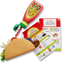 Load image into Gallery viewer, Melissa &amp; Doug Fill &amp; Fold Taco &amp; Tortilla Set (Play Food, Sliceable Wooden Mexican Play Food, Skillet &amp; More, 43 Pieces, Great Gift for Girls and Boys - Best for 3, 4, 5 Year Olds and Up)