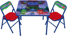 Load image into Gallery viewer, Disney PJ Masks Superhero Team Activity Table Set with 2 Chairs Play Set with Two Chairs