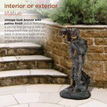 Load image into Gallery viewer, Alpine Corporation GXT484 Piggyback Ride Statue Outdoor Garden, Patio, Deck, Porch-Yard Decoration, 16-Inch Tall, Antique Bronze