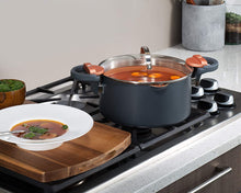 Load image into Gallery viewer, Gotham Steel Ocean Blue 5 Quart Multipurpose Pasta Pot with Strainer Lid &amp; Twist &amp; Lock Handles, Nonstick Ceramic Surface for Effortless Cleanup with Glass Lid, Dishwasher Safe, PFOA Free