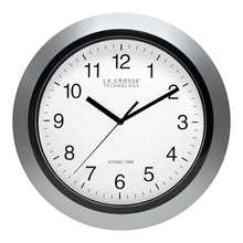 Load image into Gallery viewer, La Crosse Technology Atomic Analog Wall Clock 10" Silver