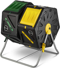 Load image into Gallery viewer, Miracle-Gro Dual Chamber Compost Tumbler – Outdoor Compost Bin, 2 Sliding Doors, (2 X 18.5 Gallon / 70 Liter)