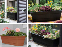 Load image into Gallery viewer, Bloem Dura Cotta Window Box Planter w/Tray, 30&quot;, Chocolate (DCBT30-45)