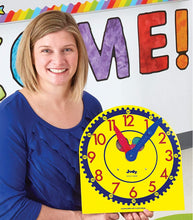 Load image into Gallery viewer, Carson Dellosa Judy Clock—Teaching Kids to Tell Time, Color-Coded Hour and Minute Hands, Toy Clock with Metal Stand, Classroom or Homeschool (13&quot; x 12&quot;)