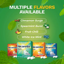 Load image into Gallery viewer, Nicorette Nicotene Gum Spearmint Flavor Coated 4 mg Stop Smoking Aid, 307667780000 Spearmint Burst, 100 Count
