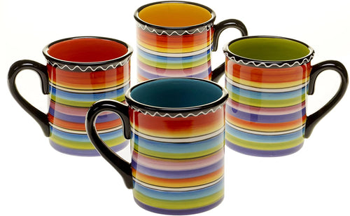 Certified International Tequila Sunrise Mug, 15-Ounce, Assorted Designs, Set of 4