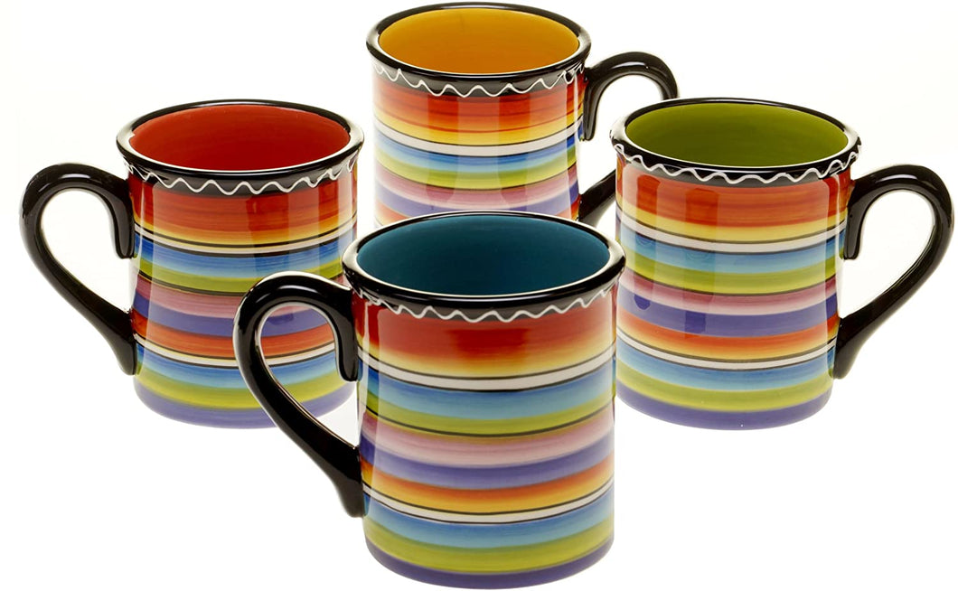 Certified International Tequila Sunrise Mug, 15-Ounce, Assorted Designs, Set of 4