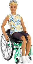 Load image into Gallery viewer, Barbie Ken Fashionistas Doll #167 with Wheelchair &amp; Ramp Wearing Tie-Dye Shirt, Black Shorts, White Sneakers &amp; Sunglasses, Toy for Kids 3 to 8 Years Old
