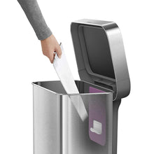 Load image into Gallery viewer, simplehuman 45 Liter / 12 Gallon Stainless Steel Rectangular Kitchen Step Trash Can with Liner Pocket, Brushed Stainless Steel
