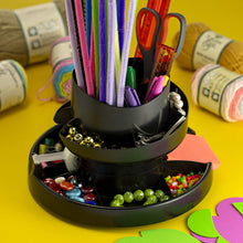 Load image into Gallery viewer, Officemate Deluxe Rotary Organizer, 16 Compartments, Recycled, Black (26255)