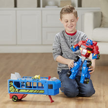 Load image into Gallery viewer, Playskool Heroes Transformers RBT Optimus Prime Race Track Trailer Playset