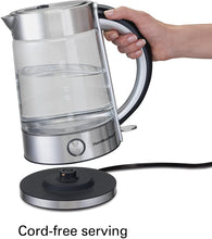 Load image into Gallery viewer, Hamilton Beach Modern Glass Electric Tea Kettle, Water Boiler &amp; Heater, 1.7 L, LED Indicator, Cordless, Auto-Shutoff &amp; Boil-Dry Protection (40867)