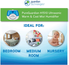 Load image into Gallery viewer, Pure Guardian H1510 Ultrasonic Warm and Cool Mist Humidifier, 100 Hrs. Run Time, 1.5 Gal. Tank Capacity, 630 Sq. Ft. Coverage, Large Rooms, Quiet, Filter Free, Treated Tank Resists Mold