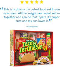 Load image into Gallery viewer, Melissa &amp; Doug Fill &amp; Fold Taco &amp; Tortilla Set (Play Food, Sliceable Wooden Mexican Play Food, Skillet &amp; More, 43 Pieces, Great Gift for Girls and Boys - Best for 3, 4, 5 Year Olds and Up)