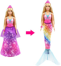 Load image into Gallery viewer, Barbie Dreamtopia 2-in-1 Princess to Mermaid Fashion Transformation Doll (Blonde, 11.5-in) with 3 Looks and Accessories, for 3 to 7 Year Olds