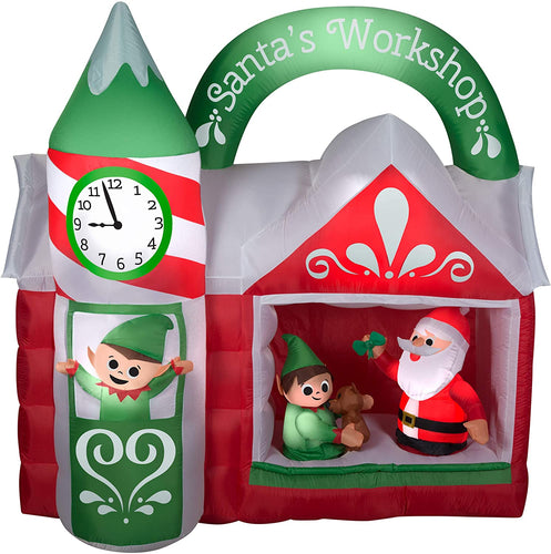 Gemmy 7.5' Animated Airblown Inflatable Santa's Workshop Scene