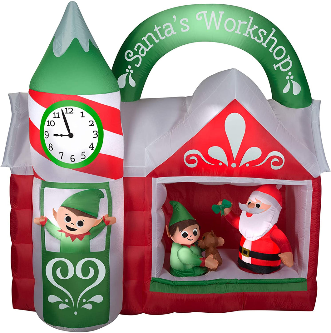Gemmy 7.5' Animated Airblown Inflatable Santa's Workshop Scene