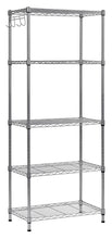 Load image into Gallery viewer, Muscle Rack WS241459-5S 5 Tier Wire Shelving with Hooks in Silver, 59" Height, 24" Width, 14" Length