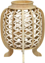 Load image into Gallery viewer, Motley Lane - Cassie Wood and Jute Lantern - LED Indoor Stylish Natural wood and white Color Lanterns