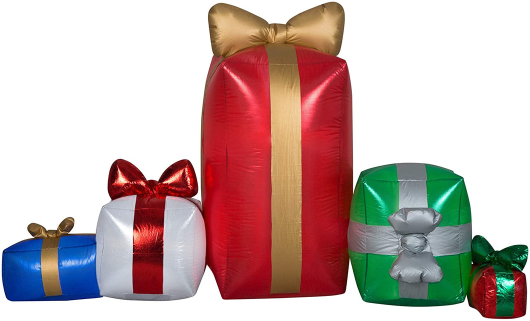 Gemmy 7.5' Airblown Inflatable Mixed Media Gift Box Scene