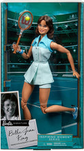 Load image into Gallery viewer, Barbie Inspiring Women Series Billie Jean King Collectible Doll, 12-in, Wearing Tennis Dress and Accessories, with Doll Stand and Certificate of Authenticity