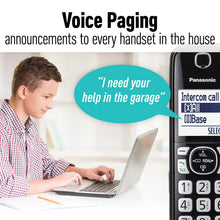 Load image into Gallery viewer, PANASONIC Link2Cell Bluetooth Cordless Phone System with Voice Assistant, Call Blocking and Answering Machine. DECT 6.0 Expandable Cordless System - 5 Handsets - KX-TGF575S (Silver)