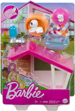 Load image into Gallery viewer, Barbie Mini Playset with 2 Pet Puppies, Doghouse and Pet Accessories, Gift for 3 to 7 Year Olds (GRG78)