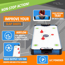 Load image into Gallery viewer, Sport Squad HX40 40 inch Table Top Air Hockey Table for Kids and Adults - Electric Motor Fan - Includes 2 Pushers and 2 Air Hockey Pucks - Great for Playing on the Floor, Tabletop, or Dorm Room