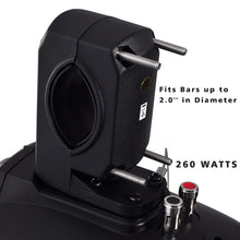 Load image into Gallery viewer, Waterproof Marine Wakeboard Tower Speakers - 8in Dual Subwoofer Speaker Set and 1” Tweeter, LED Lights and 260 Watt Power - 2-way Boat Audio System with Mounting Bracket - 1 Pair - PLMRWB85LEB (Black)