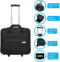 Load image into Gallery viewer, Targus Metro Rolling Laptop Case Bag for Business Commuter with Durable Water Resistant, Expandable Compartments, Trolley Strap, Padded Protection fits up to 16-Inch Notebook Screen, Black (TBR003US)