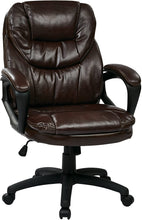 Load image into Gallery viewer, Office Star Deluxe Oversized Executive Faux Leather Chair with Padded Arms
